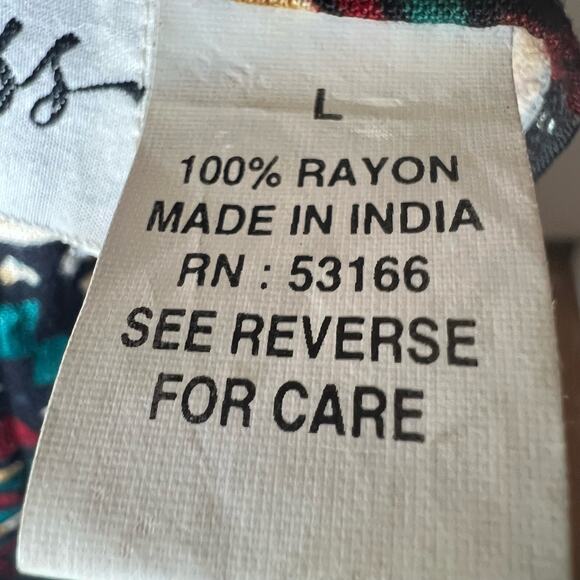 Red Green Cream Sleeveless Button Up Blouse Size Large - Picture 8 of 8